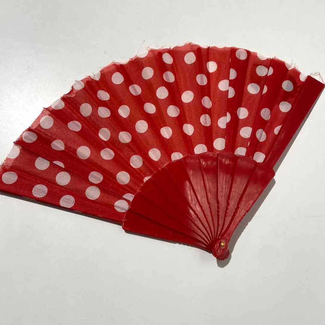 FAN, Hand Fan - Red White Spot